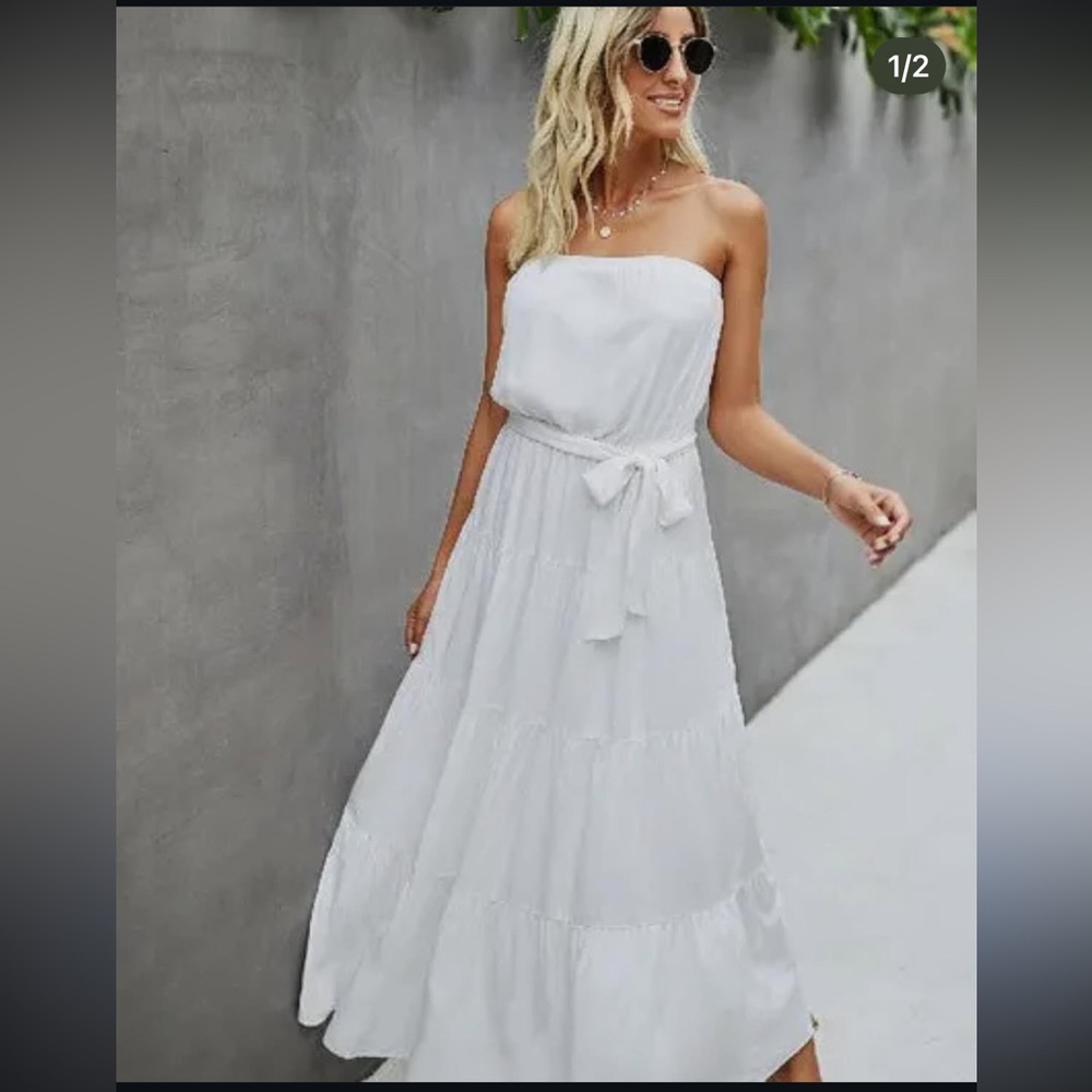 Elegant White Strapless Dress